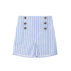 COCO BLANC 2PC SAILOR POLO WITH STRIPED DOUBLE BREASTED SHORTS