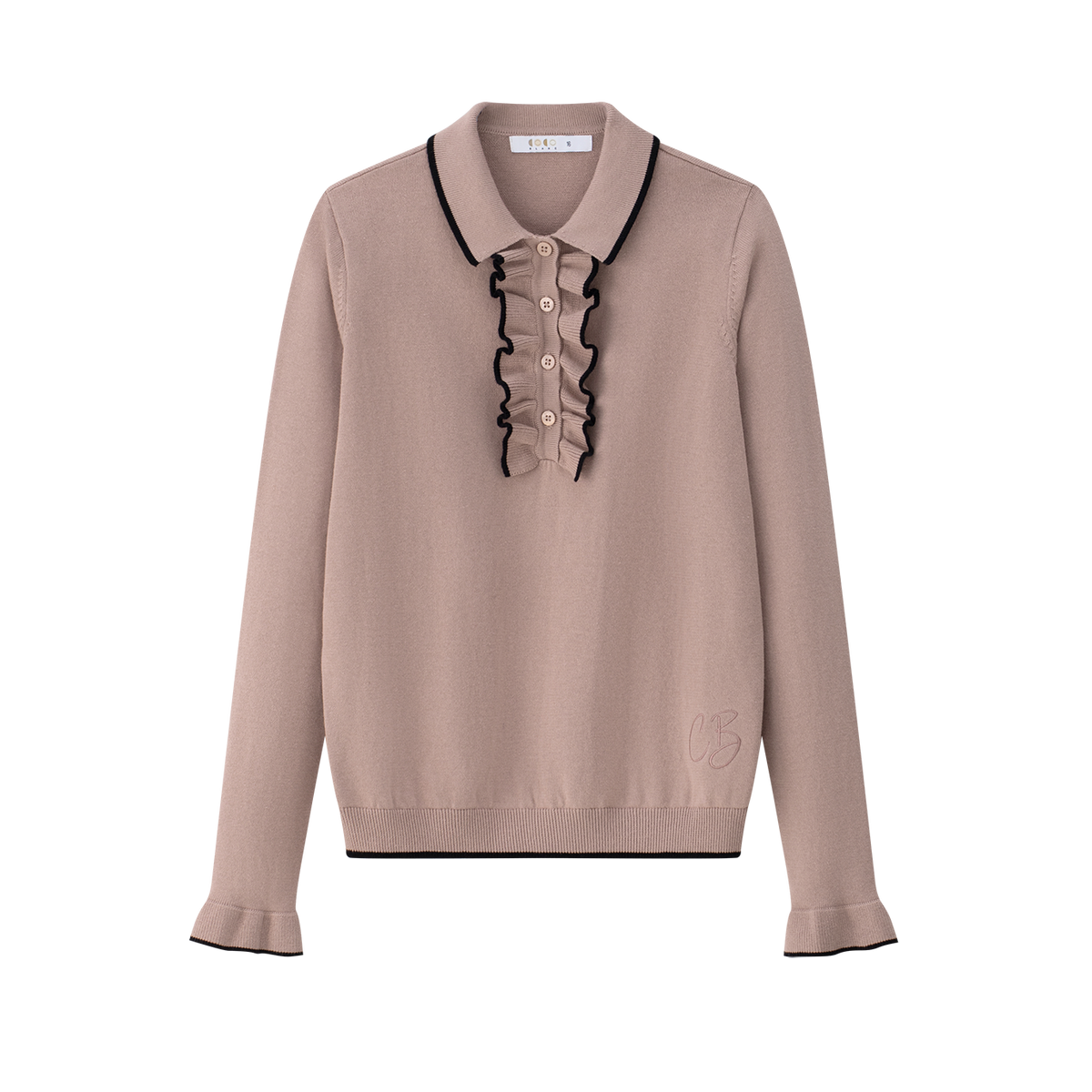 COCO BLANC RUFFLE POLO SWEATER