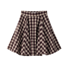 COCO BLANC 2PC RUFFLE COLLAR SWEATER WITH CHECKED CIRCLE SKIRT