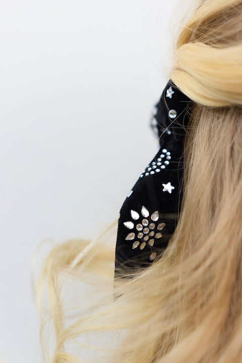 TARTINE ET CHOCOLAT BEADED VELVET HAIR BOW