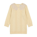 COCO BLANC 2PC CROCHET COLLAR SWEATER WITH PLEATED SKIRT