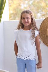 TARTINE ET CHOCOLAT VEST WITH EYELET TRIM