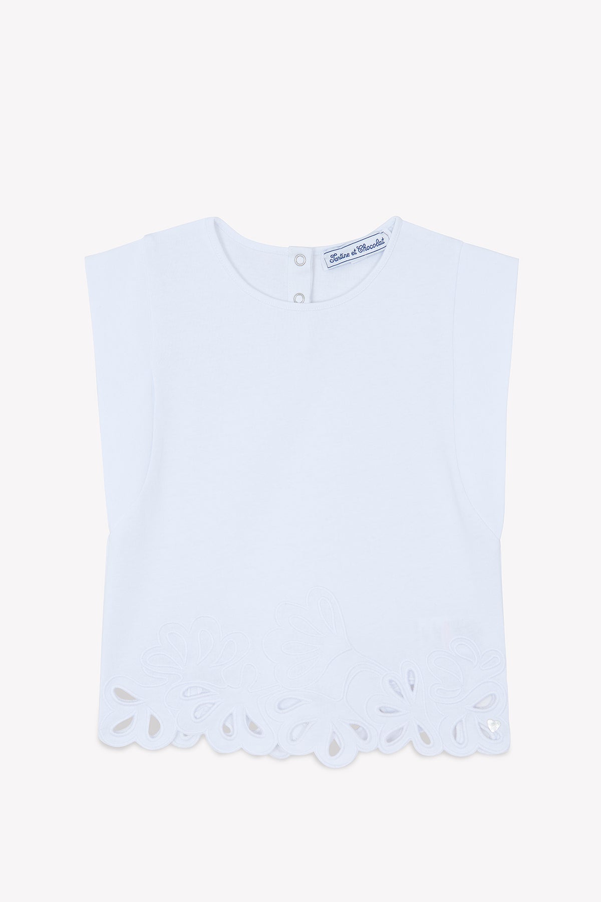 TARTINE ET CHOCOLAT VEST WITH EYELET TRIM