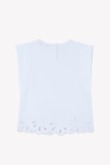 TARTINE ET CHOCOLAT VEST WITH EYELET TRIM