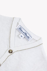 TARTINE ET CHOCOLAT KNIT BUTTON UP CARDIGAN WITH POCKETS & WHITE TRIM