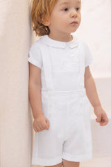 TARTINE ET CHOCOLAT 2PC S/S COLLAR SNAP ONESIE WITH SHORT OVERALL