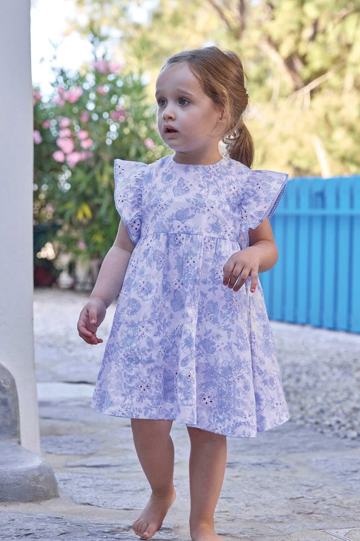 TARTINE ET CHOCOLAT PRINTED RUFFLE SLEEVE DRESS