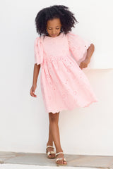 TARTINE ET CHOCOLAT HIGHWAISTED EYELET SCALLOPE DRESS