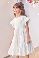 TARTINE ET CHOCOLAT EYELET TIERED RUFFLE SLEEVE JUMPER