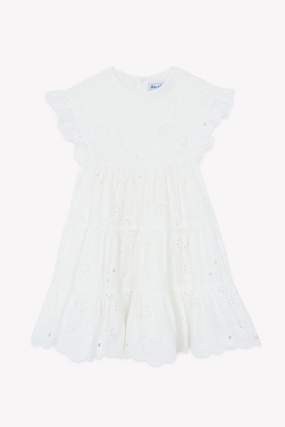 TARTINE ET CHOCOLAT EYELET TIERED RUFFLE SLEEVE JUMPER