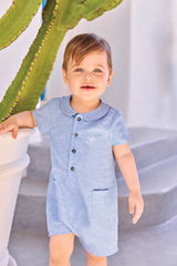 TARTINE ET CHOCOLAT SHORT SLEEVE COLLAR ROMPER WITH BUTTONS