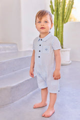 TARTINE ET CHOCOLAT SHORT SLEEVE COLLAR BUTTON UP ROMPER