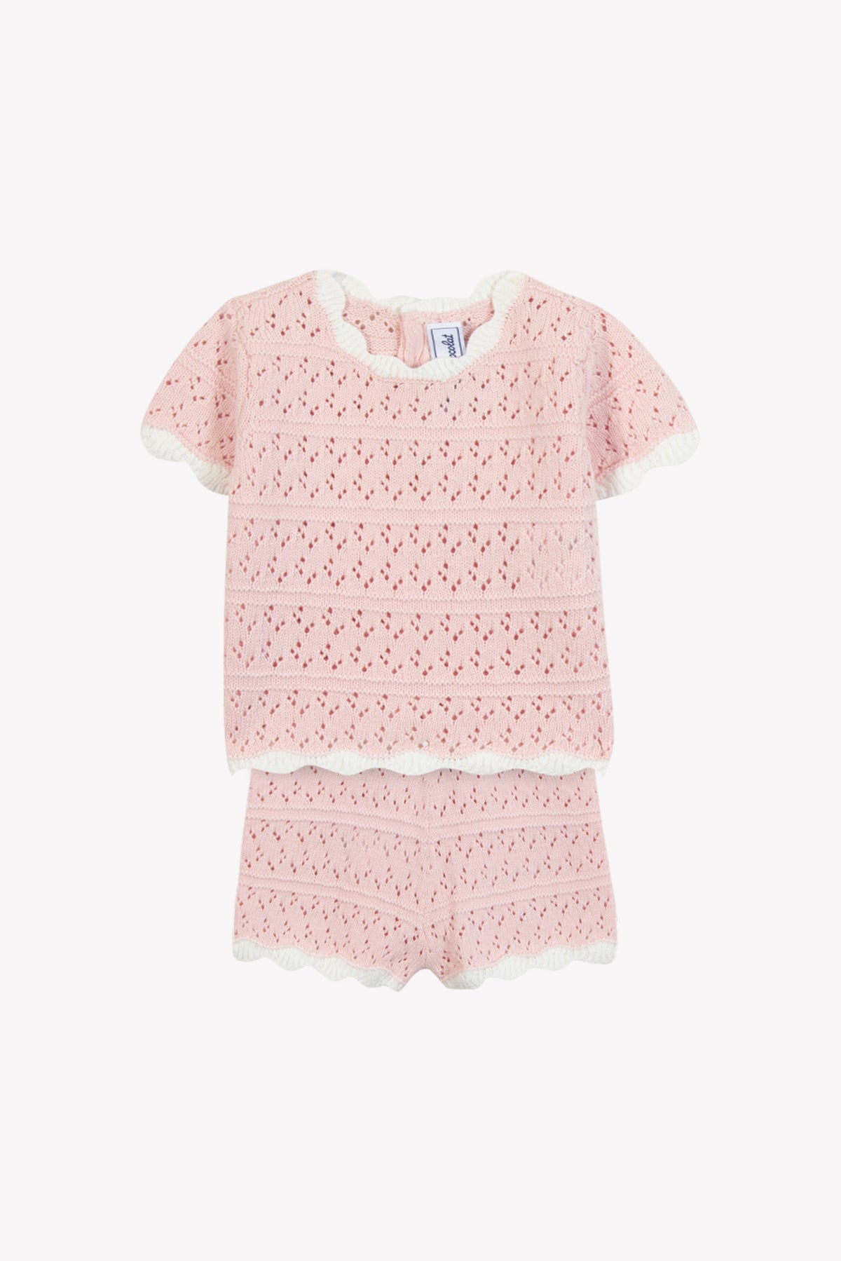 TARTINE ET CHOCOLAT 2PC KNIT EYELET SET WITH SCALLOPED TRIM
