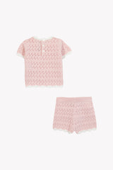 TARTINE ET CHOCOLAT 2PC KNIT EYELET SET WITH SCALLOPED TRIM