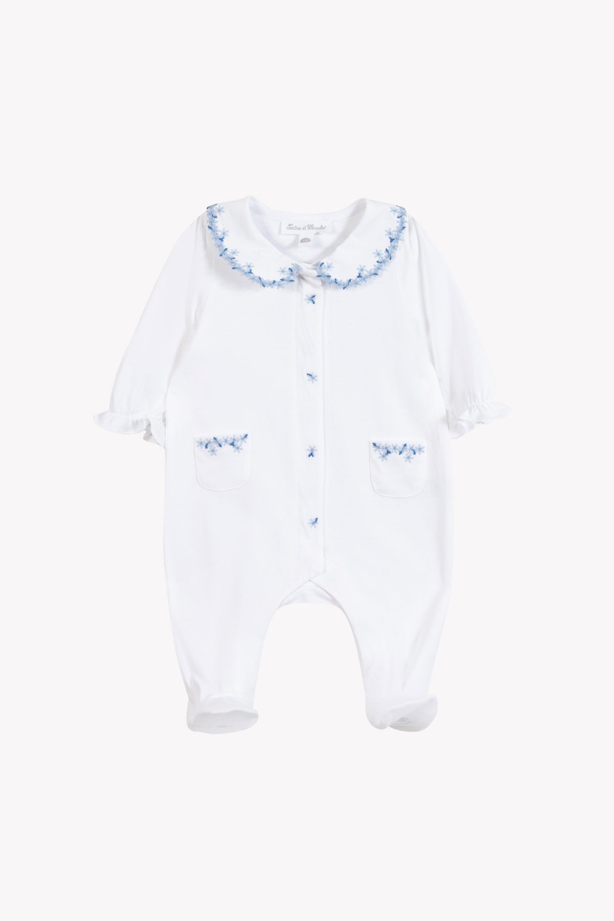TARTINE ET CHOCOLAT FOOTIE WITH PRINTED COLLAR POCKETS AND FEET