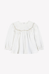 TARTINE ET CHOCOLAT LONG SLEEVE SMOCKED DETAIL BLOUSE