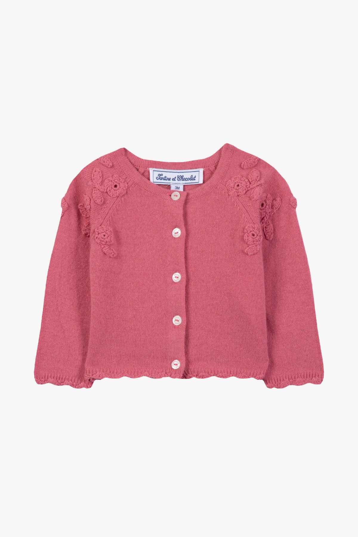 TARTINE ET CHOCOLAT KNIT BUTTON DOWN CARDIGAN WITH TRIM DETAIL