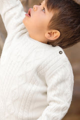 TARTINE ET CHOCOLAT TC LOGO KNIT PULLOVER SWEATER BUTTON BY SHOULDER