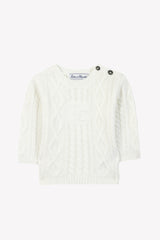 TARTINE ET CHOCOLAT TC LOGO KNIT PULLOVER SWEATER BUTTON BY SHOULDER