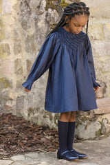 TARTINE ET CHOCOLAT LONG SLEEVE V SMOCKED DETAIL DRESS