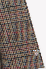 TARTINE ET CHOCOLAT SHORT SLEEVE PLAID WOOL PLEATED DRESS