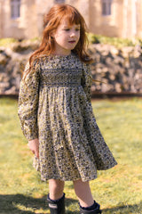 TARTINE ET CHOCOLAT LONG SLEEVE FLORAL SMOCKED DRESS DROP DRESS