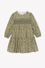 TARTINE ET CHOCOLAT LONG SLEEVE FLORAL SMOCKED DRESS DROP DRESS