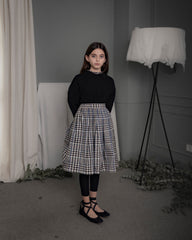 COSMOSOPHIE TAMI PLAID PLEATED SKIRT