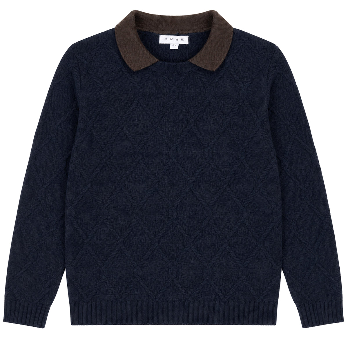 MANN CABLE DESIGN TEXTURED COLLAR SWEATER