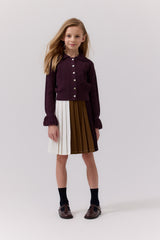 COTTIER 2PC TIFFANY CARDIGAN WITH  COLORBLOCK PLEATED SKIRT