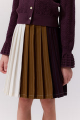 COTTIER 2PC TIFFANY CARDIGAN WITH  COLORBLOCK PLEATED SKIRT