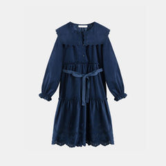CERA UNA VOLTA MANOLA TUELLE OVERSIZE COLLAR DRESS