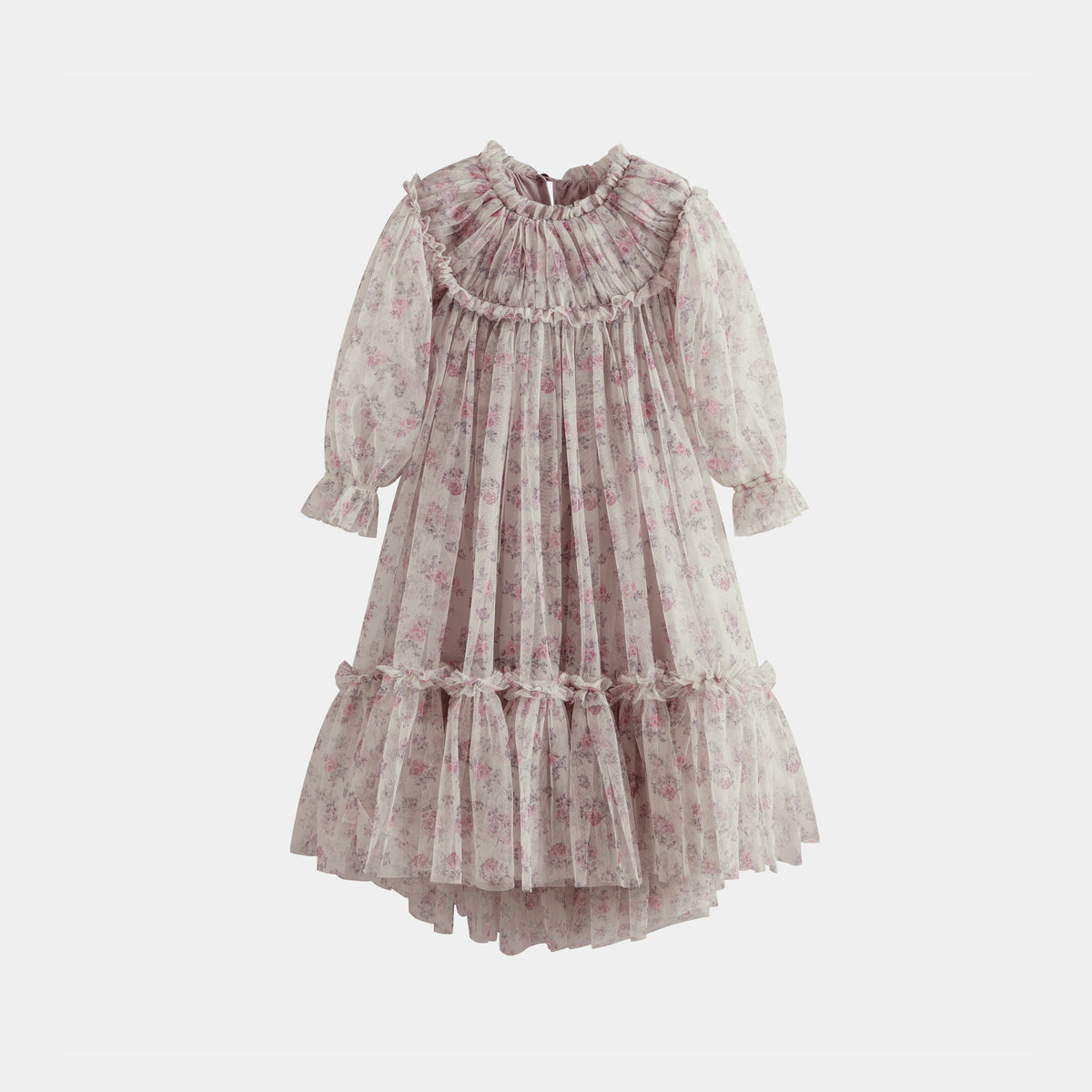 CERA UNA VOLTA MARISOL TUELLE ROSE PRINT RUFFLE DETAIL DRESS