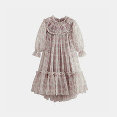 CERA UNA VOLTA MARISOL TUELLE ROSE PRINT RUFFLE DETAIL DRESS