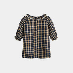 CERA UNA VOLTA SOPHIE CHECKED PLAID PRINT LACE TRIM COLLAR DRESS