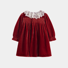 CERA UNA VOLTA MARTINA SMOCKED LACE EYELET COLLAR DRESS