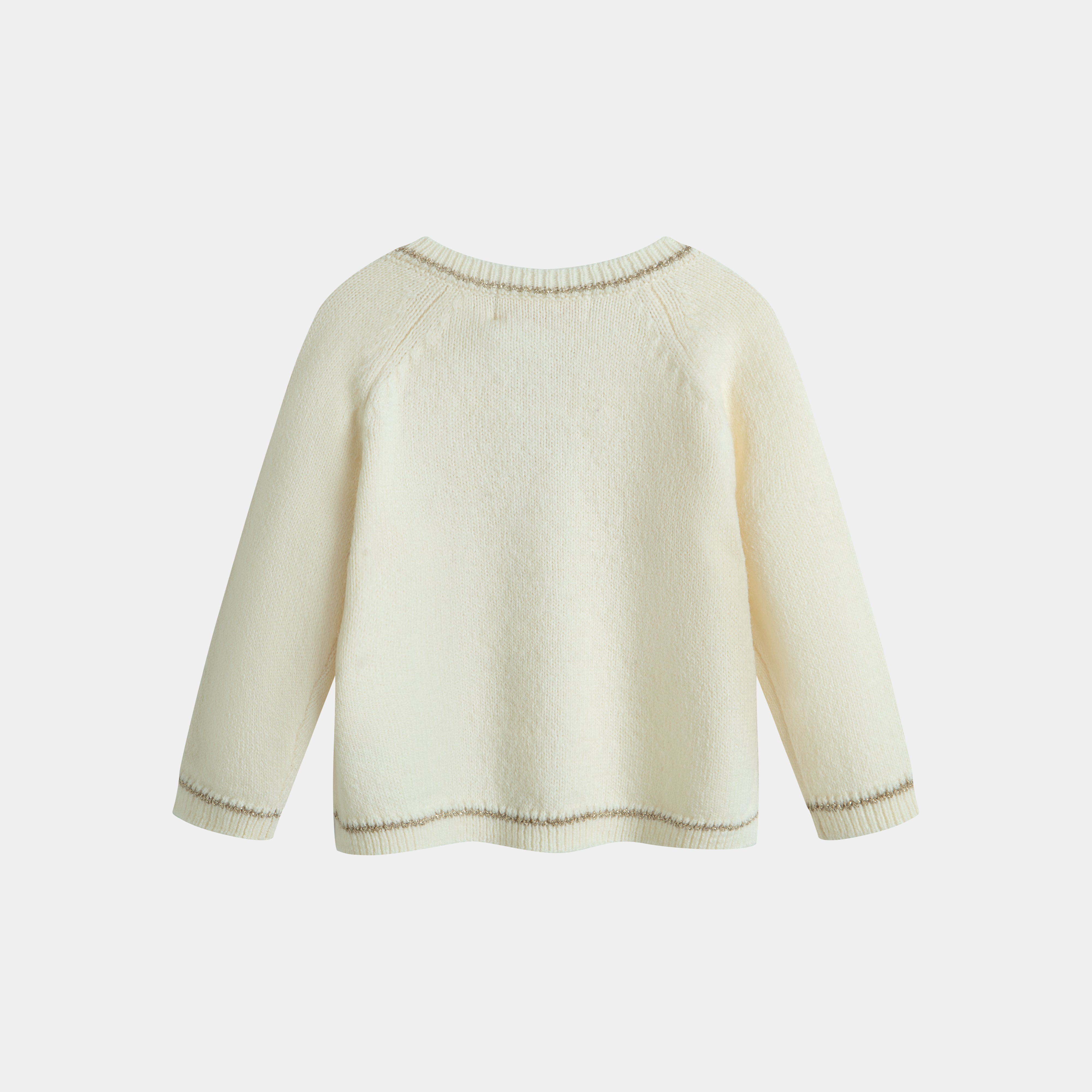 CERA UNA VOLTA GABRIELLA EMBROIDER FLOWER KNIT CARDIGAN WITH BEIGE TRIM