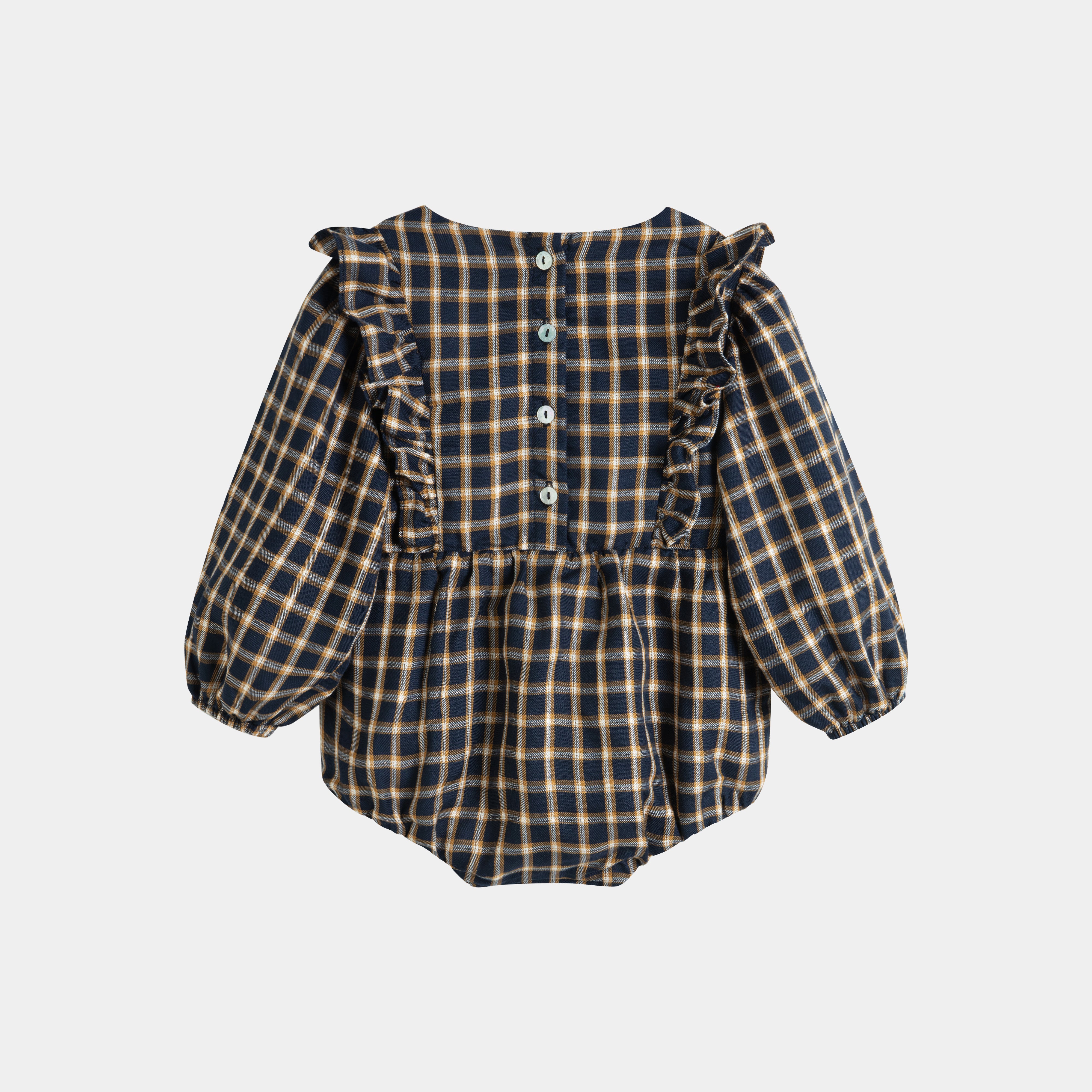 CERA UNA VOLTA NINA CHECK PLAID RUFFLE ROMPER