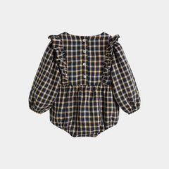 CERA UNA VOLTA NINA CHECK PLAID RUFFLE ROMPER