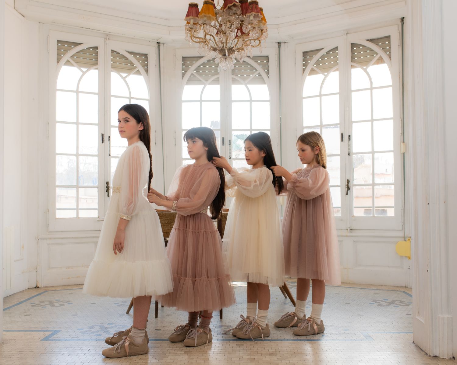CERA UNA VOLTA MILIE TUELLE LAYERED EMBROIDER BELT GOWN