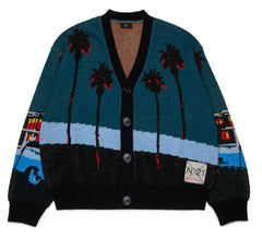 N.21 KNIT CARDIGAN WITH GRAPHIC PALM TREES