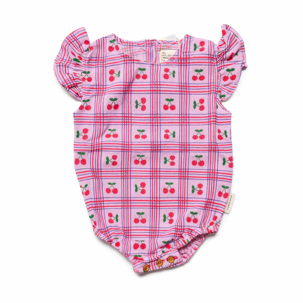 PIUPIUCHICK ALLOVER CHERRIES PRINT SLEEVELESS ROMPER