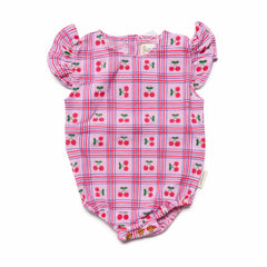PIUPIUCHICK ALLOVER CHERRIES PRINT SLEEVELESS ROMPER