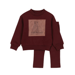 BONJOY 2PC SAILOR VELOUR PATCH SWEAT SET