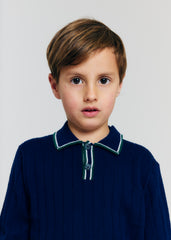 MORLEY YAN LONG SLEEVE KNIT POLO WITH COLOR TRIM
