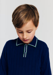 MORLEY YAN LONG SLEEVE KNIT POLO WITH COLOR TRIM