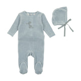 BEE & DEE 2PC CLASSIC VELOUR FOOTIE+BONNET