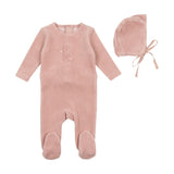 BEE & DEE 2PC CLASSIC VELOUR FOOTIE+BONNET