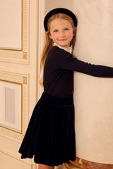 LITTLE PARNI VELOUR PLEATED SKIRT