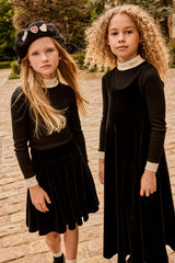 LITTLE PARNI VELOUR PLEATED SKIRT